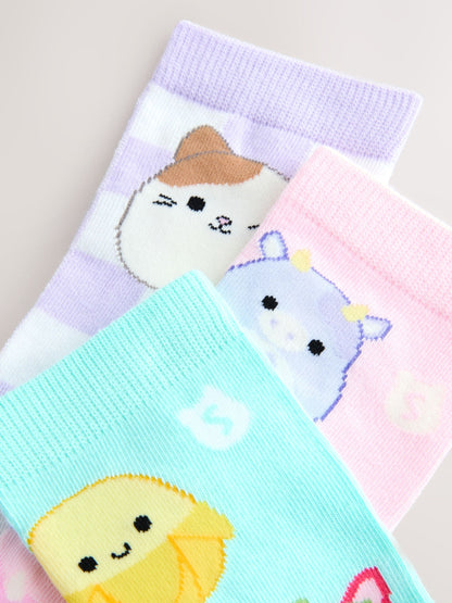 Purple/Aqua Cotton Rich Squishmallows Ankle Socks 3 Pack image 3
