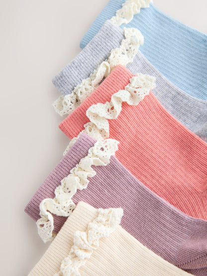 Multi Cotton Rich Ruffle Frill Socks 5 Pack image 2