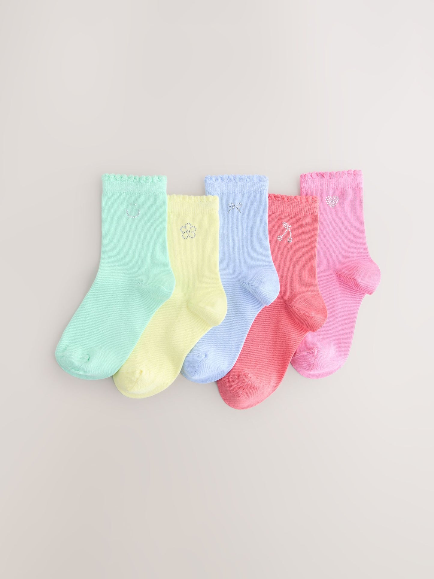 Multi Cotton Rich Diamante Ankle Socks 5 Pack image 1