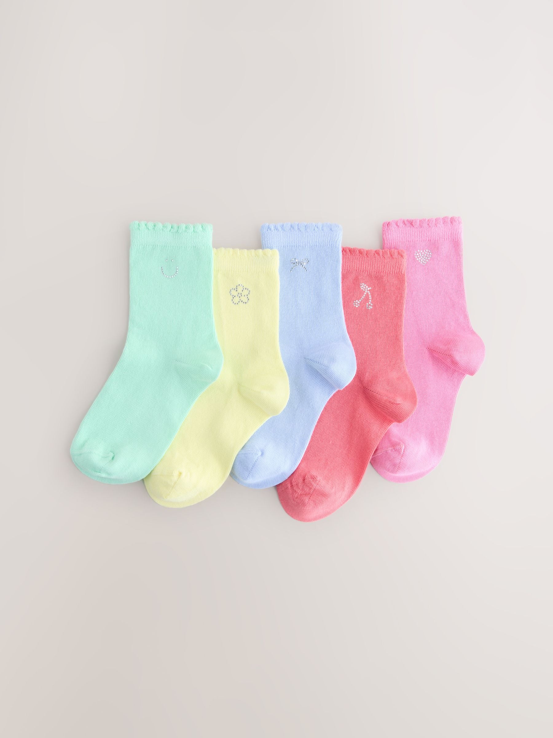 Multi Cotton Rich Diamante Ankle Socks 5 Pack image 1