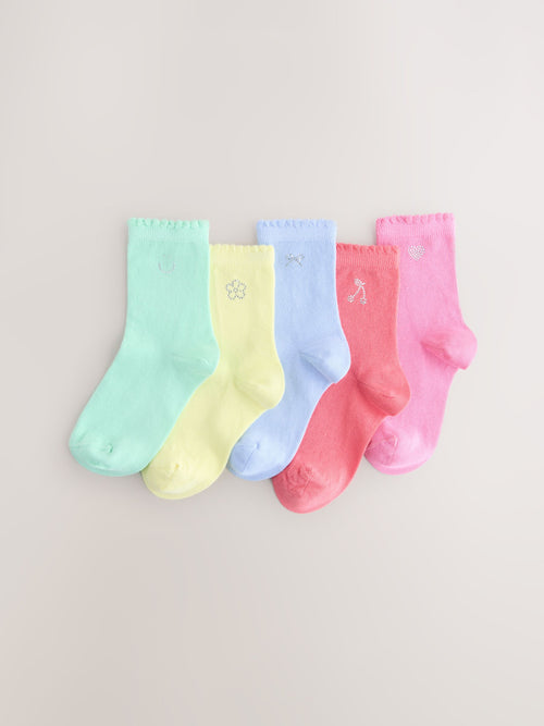 Multi Cotton Rich Diamante Ankle Socks 5 Pack image 1
