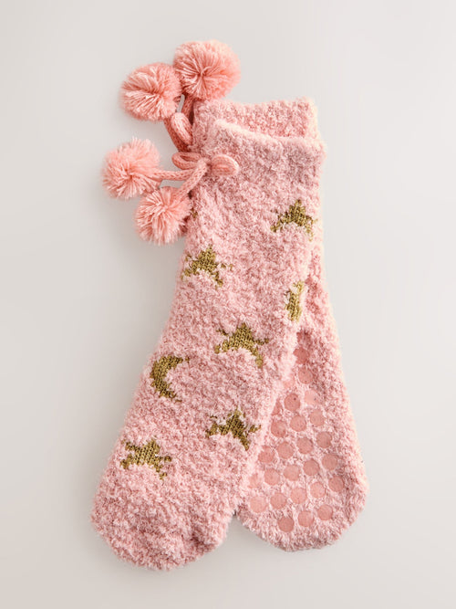 Pink Moon and Star Cosy Ankle Socks image 1