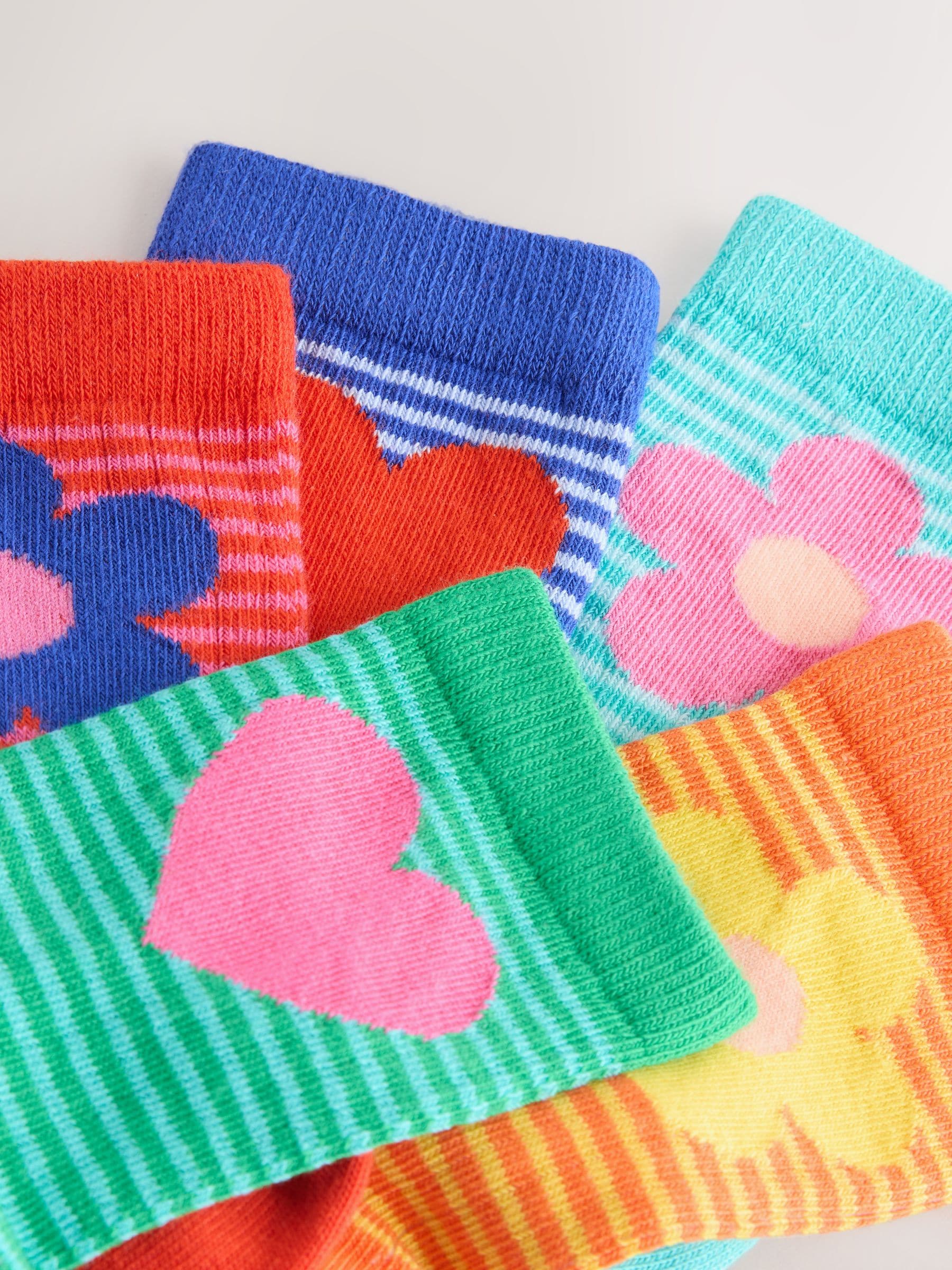 Multi Cotton Rich Flower Heart Ankle Socks 5 Pack image 2