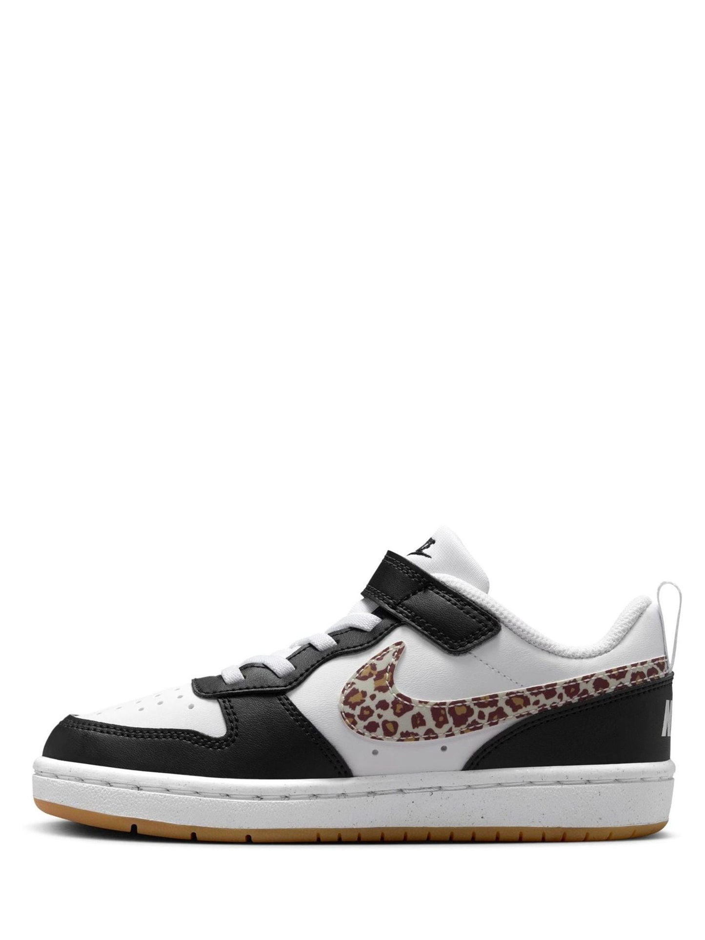 Nike Black/White/Leopard Print Junior Court Borough Low Recraft Trainers image 2