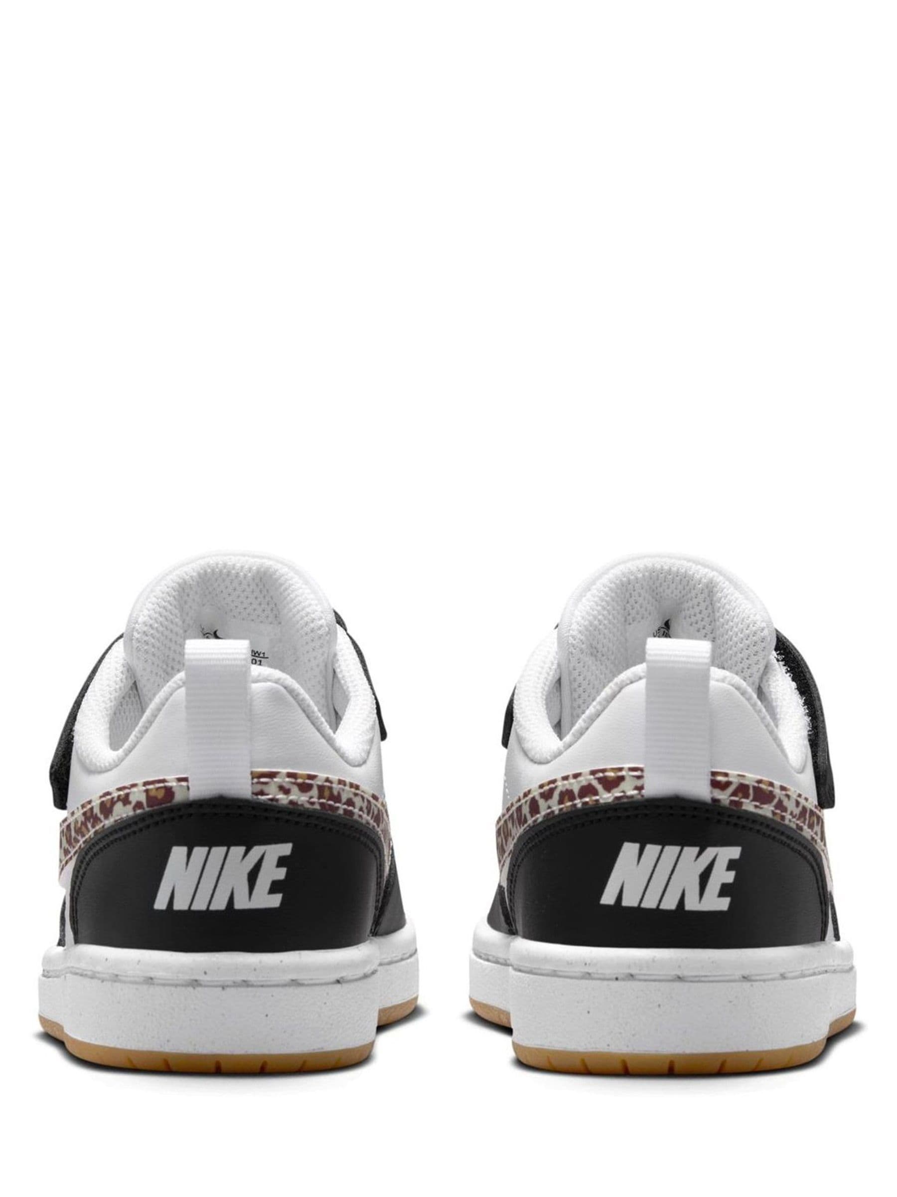 Nike Black/White/Leopard Print Junior Court Borough Low Recraft Trainers image 6
