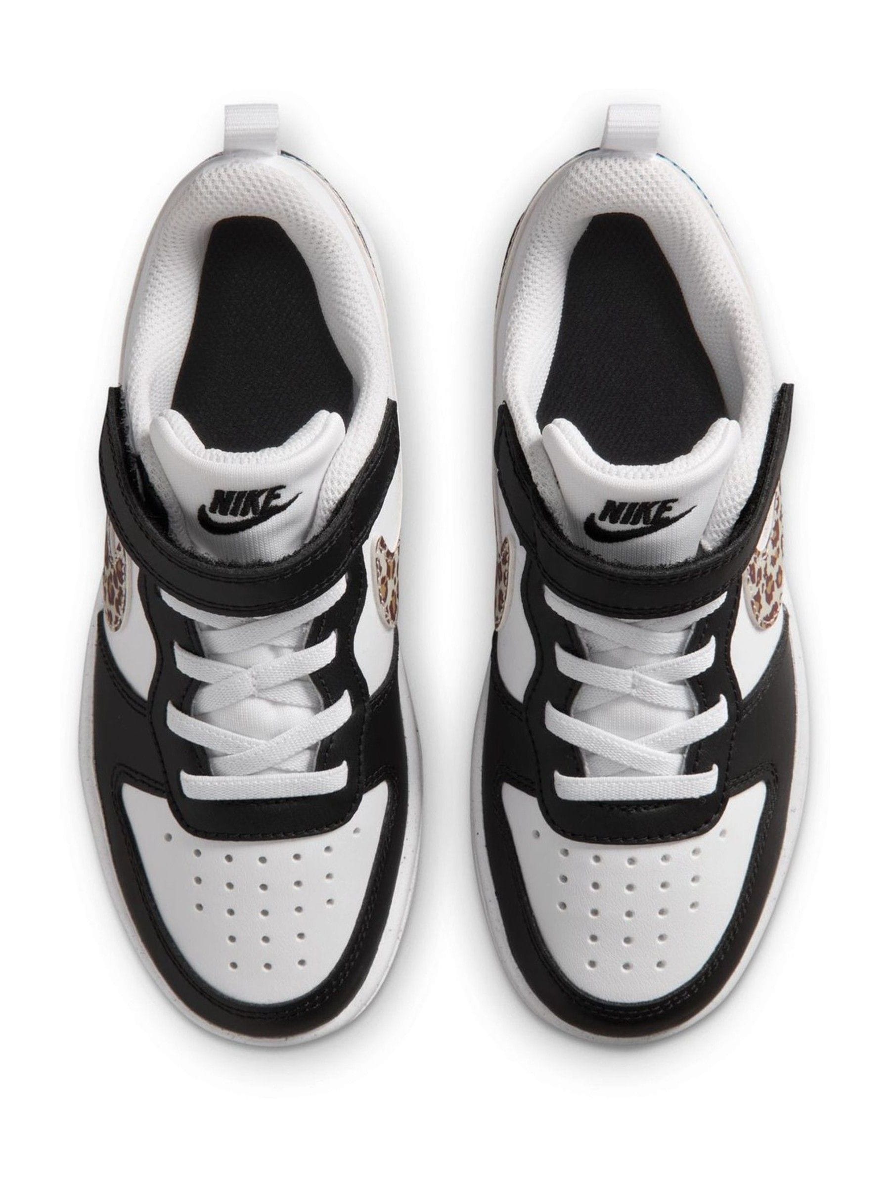 Nike Black/White/Leopard Print Junior Court Borough Low Recraft Trainers image 7