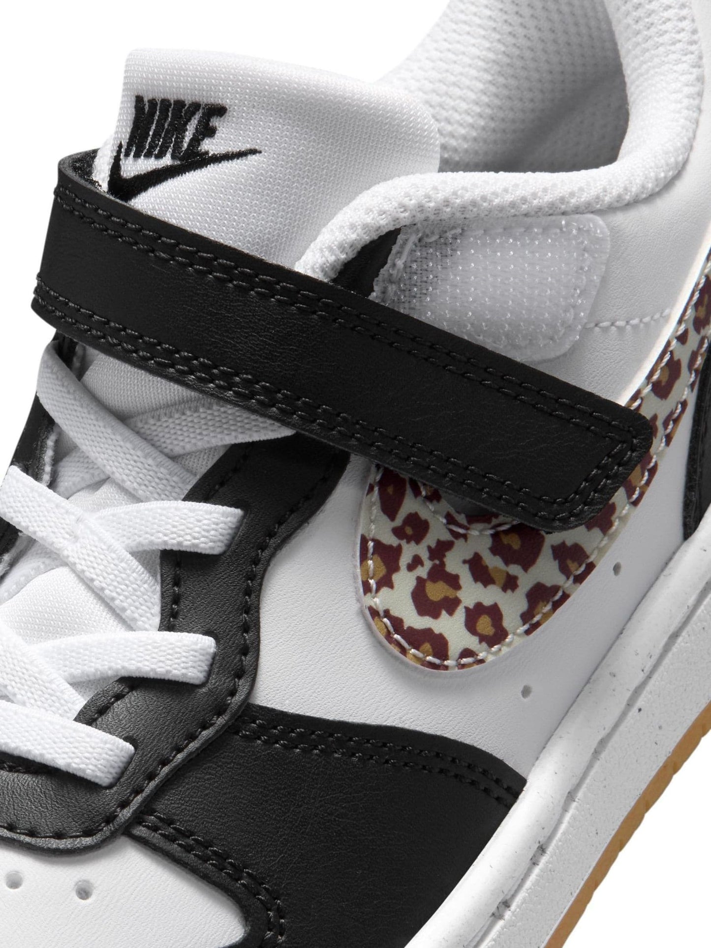 Nike Black/White/Leopard Print Junior Court Borough Low Recraft Trainers image 9