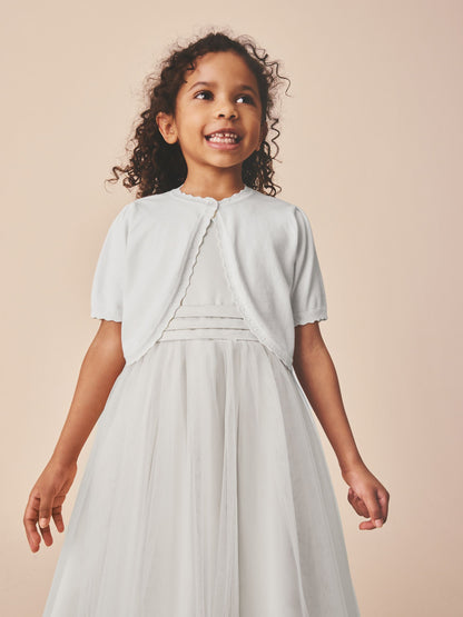 Dsiney Kidz - White Occasion Bridesmaid Knitted Cardigan Shrug (3mths-16yrs) image 1