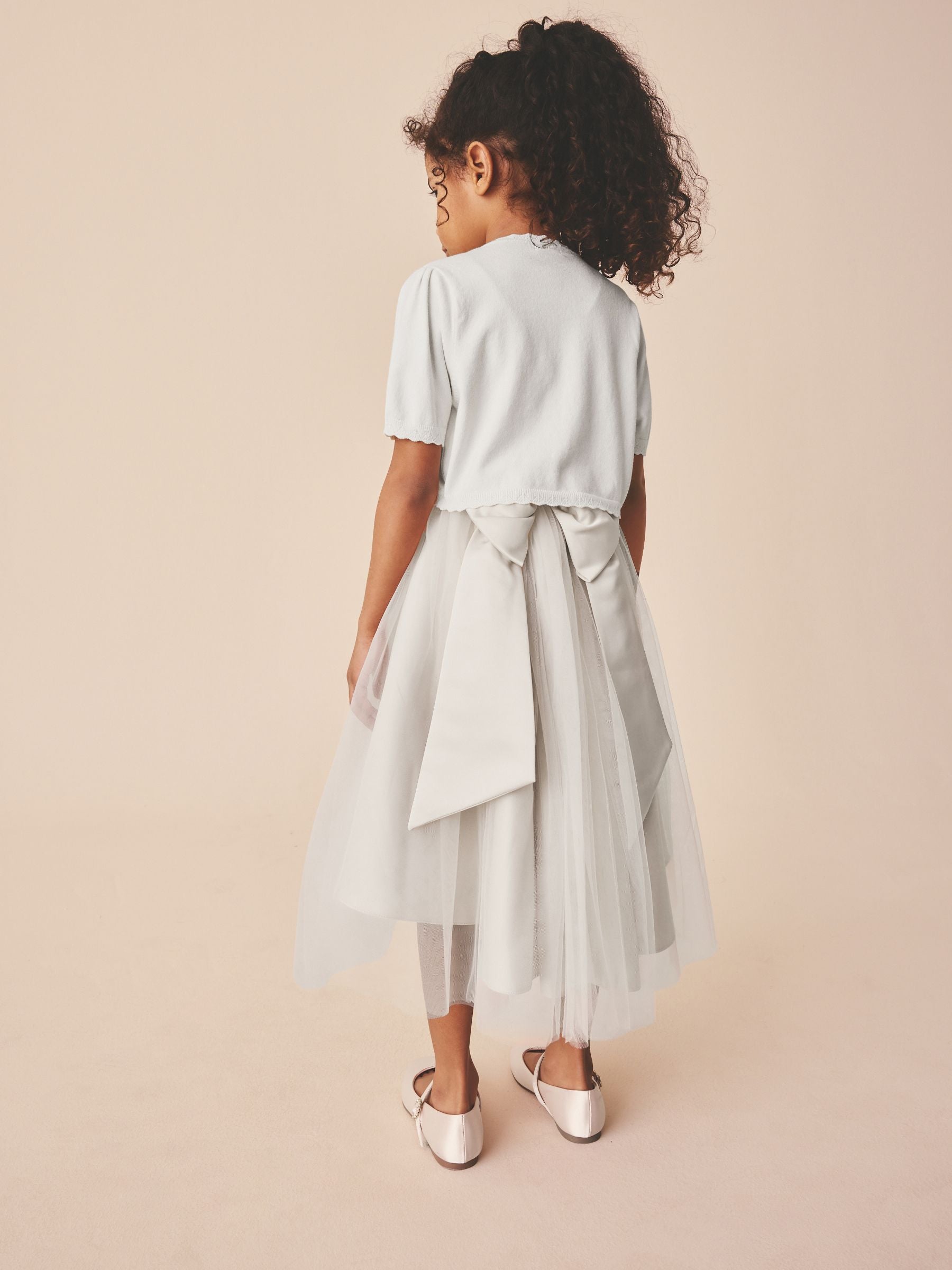 Dsiney Kidz - White Occasion Bridesmaid Knitted Cardigan Shrug (3mths-16yrs) image 3