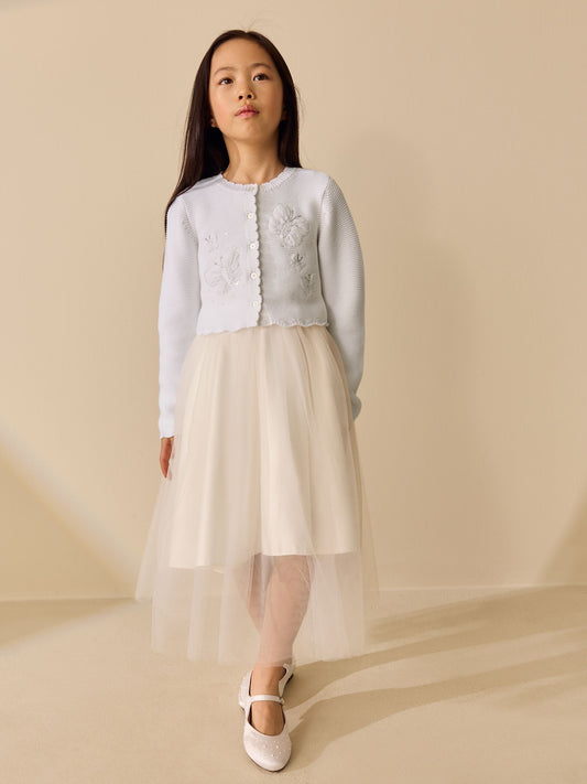 Dsiney Kidz - White Occasion Bridesmaid Knitted Butterfly Cardigan Shrug (3mths-16yrs) image 2