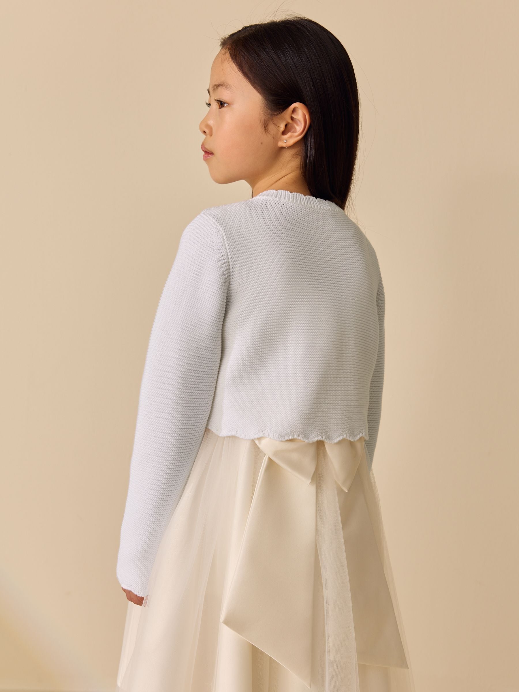 Dsiney Kidz - White Occasion Bridesmaid Knitted Butterfly Cardigan Shrug (3mths-16yrs) image 3