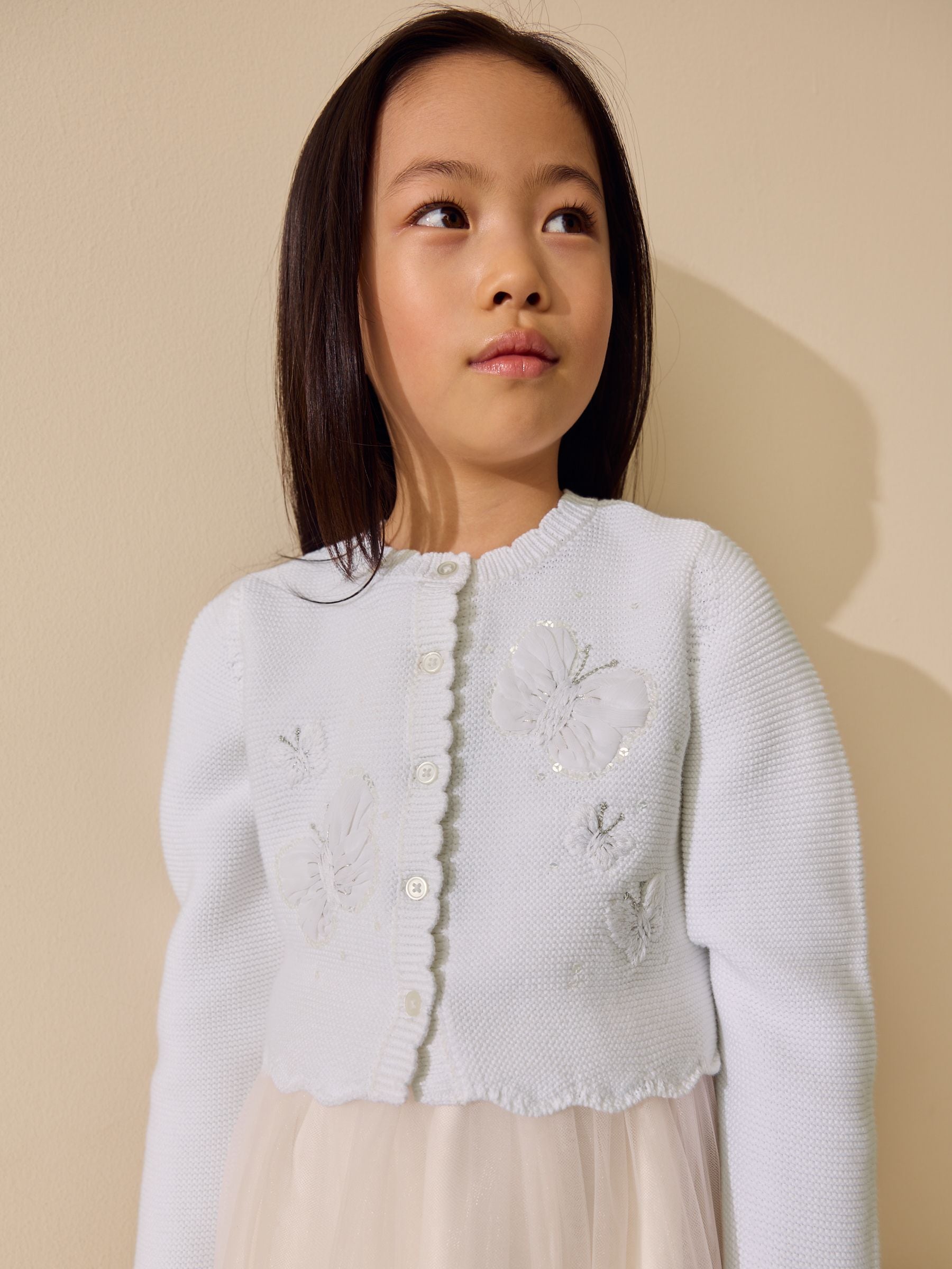 Dsiney Kidz - White Occasion Bridesmaid Knitted Butterfly Cardigan Shrug (3mths-16yrs) image 4
