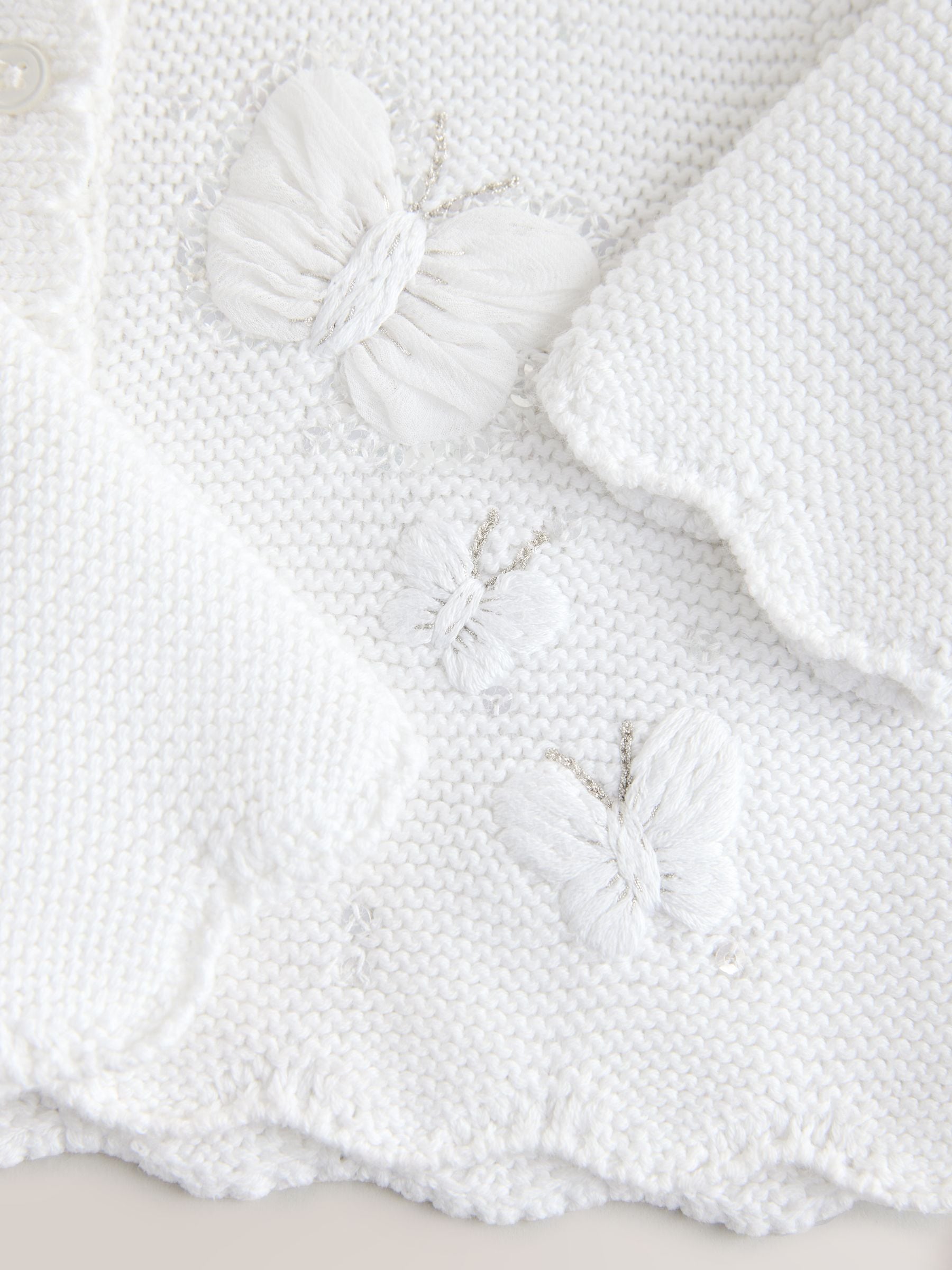 Dsiney Kidz - White Occasion Bridesmaid Knitted Butterfly Cardigan Shrug (3mths-16yrs) image 7