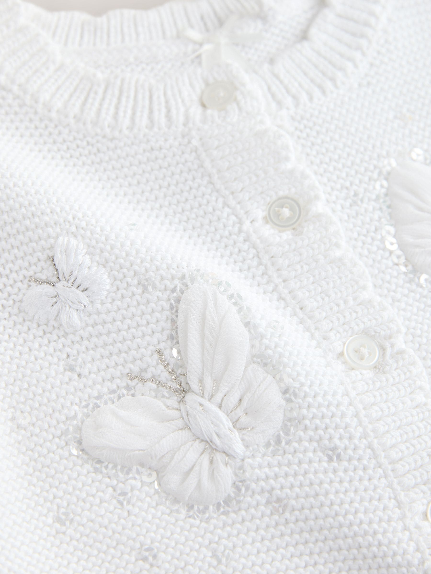 Dsiney Kidz - White Occasion Bridesmaid Knitted Butterfly Cardigan Shrug (3mths-16yrs) image 8