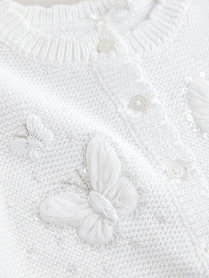 Dsiney Kidz - White Occasion Bridesmaid Knitted Butterfly Cardigan Shrug (3mths-16yrs) image 8