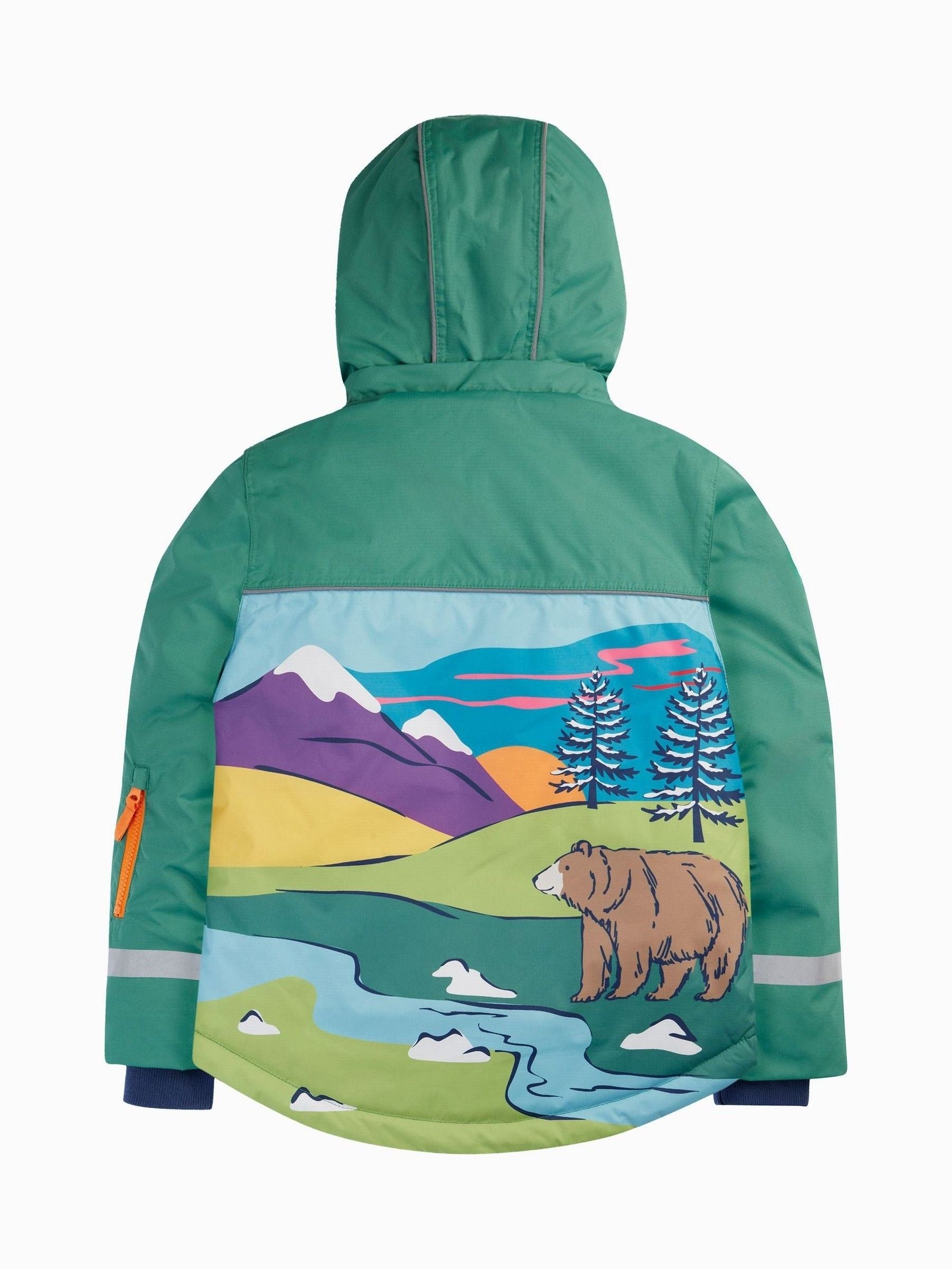 Dsiney Kidz - Frugi Green Snow And Ski Scene Coat image 2