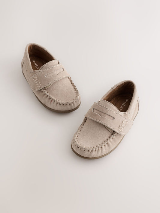 Neutral Standard Fit (F) Touch Fastening Leather Penny Loafers image 1