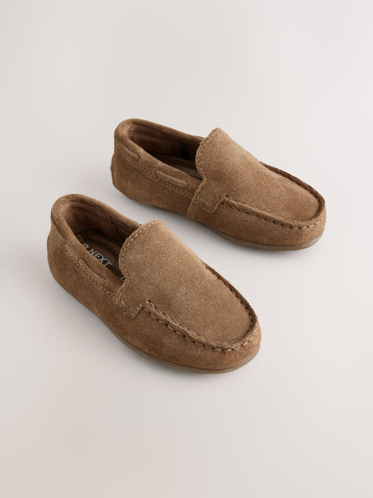 Tan Brown Wide Fit (G) Suede Slip-Ons Loafer Shoes image 2