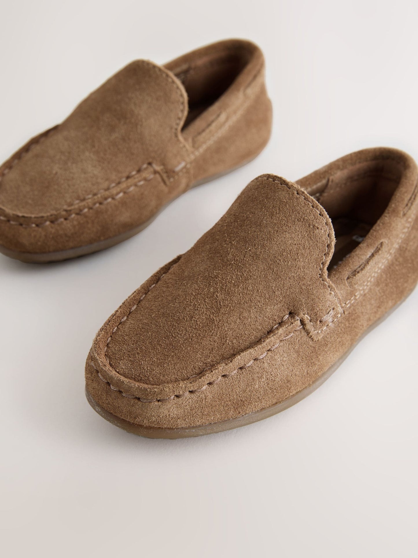 Tan Brown Wide Fit (G) Suede Slip-Ons Loafer Shoes image 3