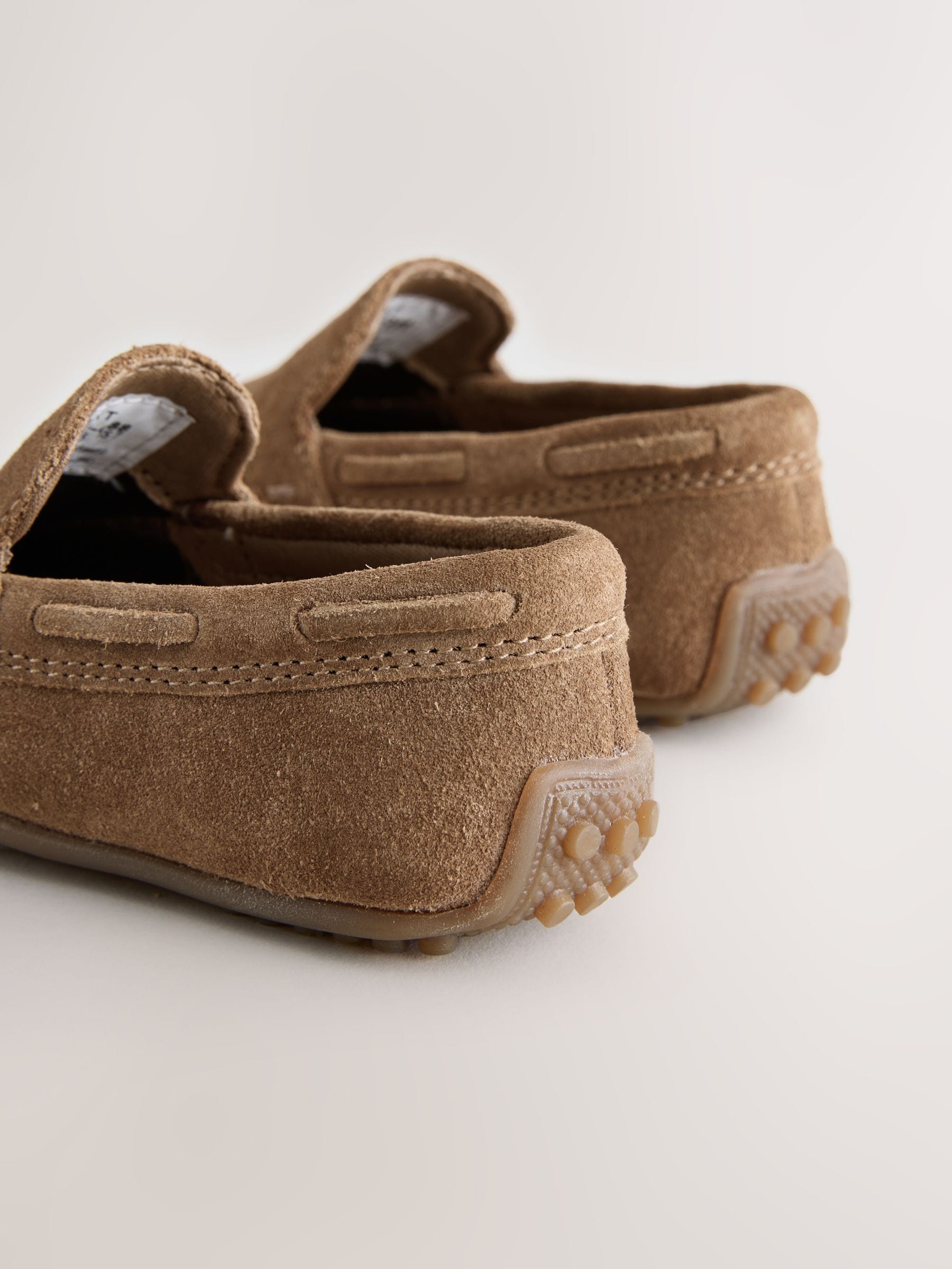 Tan Brown Wide Fit (G) Suede Slip-Ons Loafer Shoes image 5
