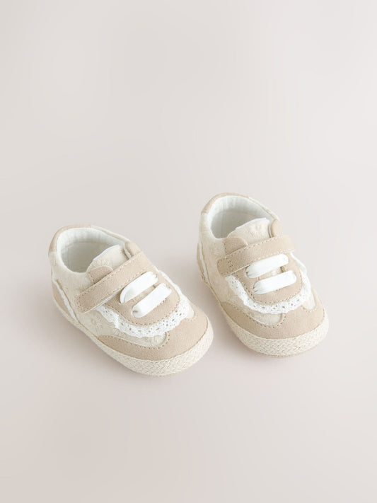 Neutral Frill Baby Touch Fasten Trainers (0-24mths) image 1