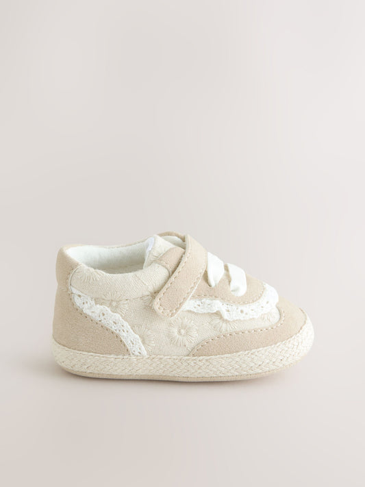 Neutral Frill Baby Touch Fasten Trainers (0-24mths) image 2