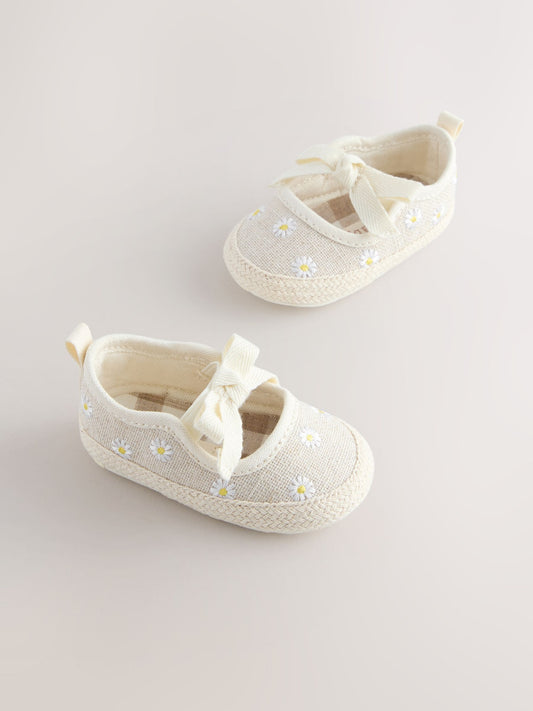 Neutral Daisy Espadrille Baby Shoes (0-18mths) image 1