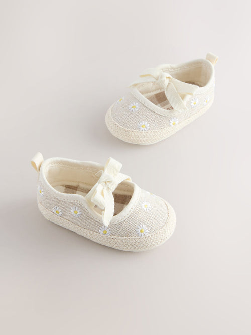 Neutral Daisy Espadrille Baby Shoes (0-18mths) image 1