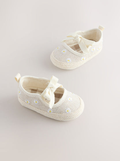 Neutral Daisy Espadrille Baby Shoes (0-18mths) image 1