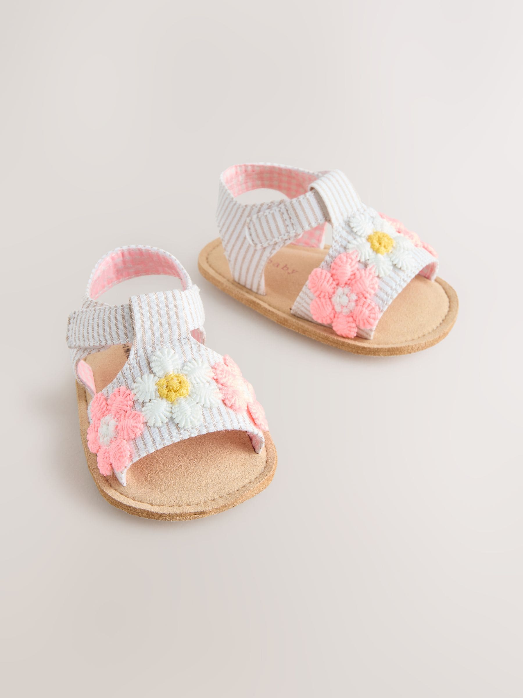 Pink/Neutral Floral Baby Sandals (0-24mths) image 1