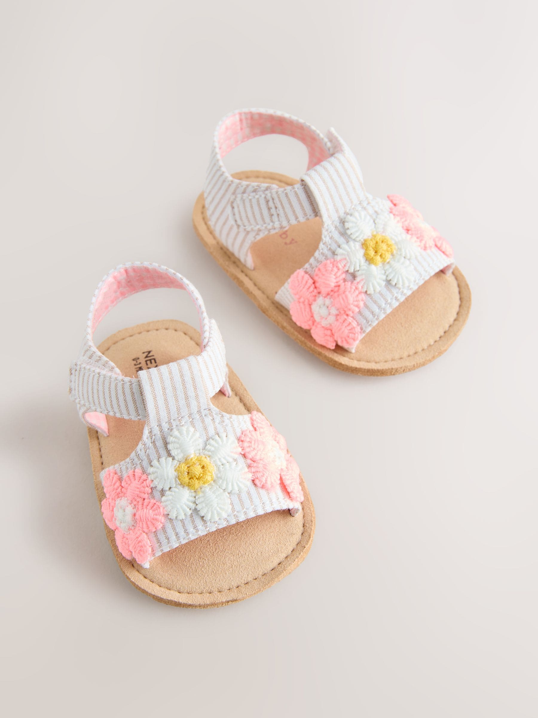 Pink/Neutral Floral Baby Sandals (0-24mths) image 3