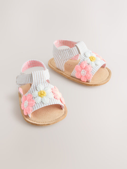 Pink/Neutral Floral Baby Sandals (0-24mths) image 1