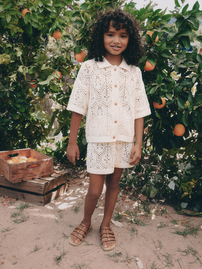 Dsiney Kidz - Cream Knitted Shirt & Shorts Set (3-16yrs) image 1