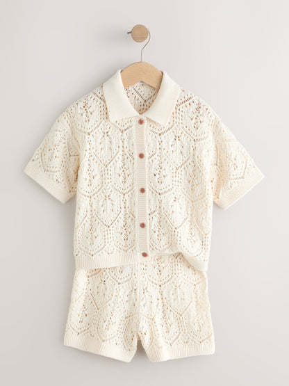 Dsiney Kidz - Cream Knitted Shirt & Shorts Set (3-16yrs) image 14
