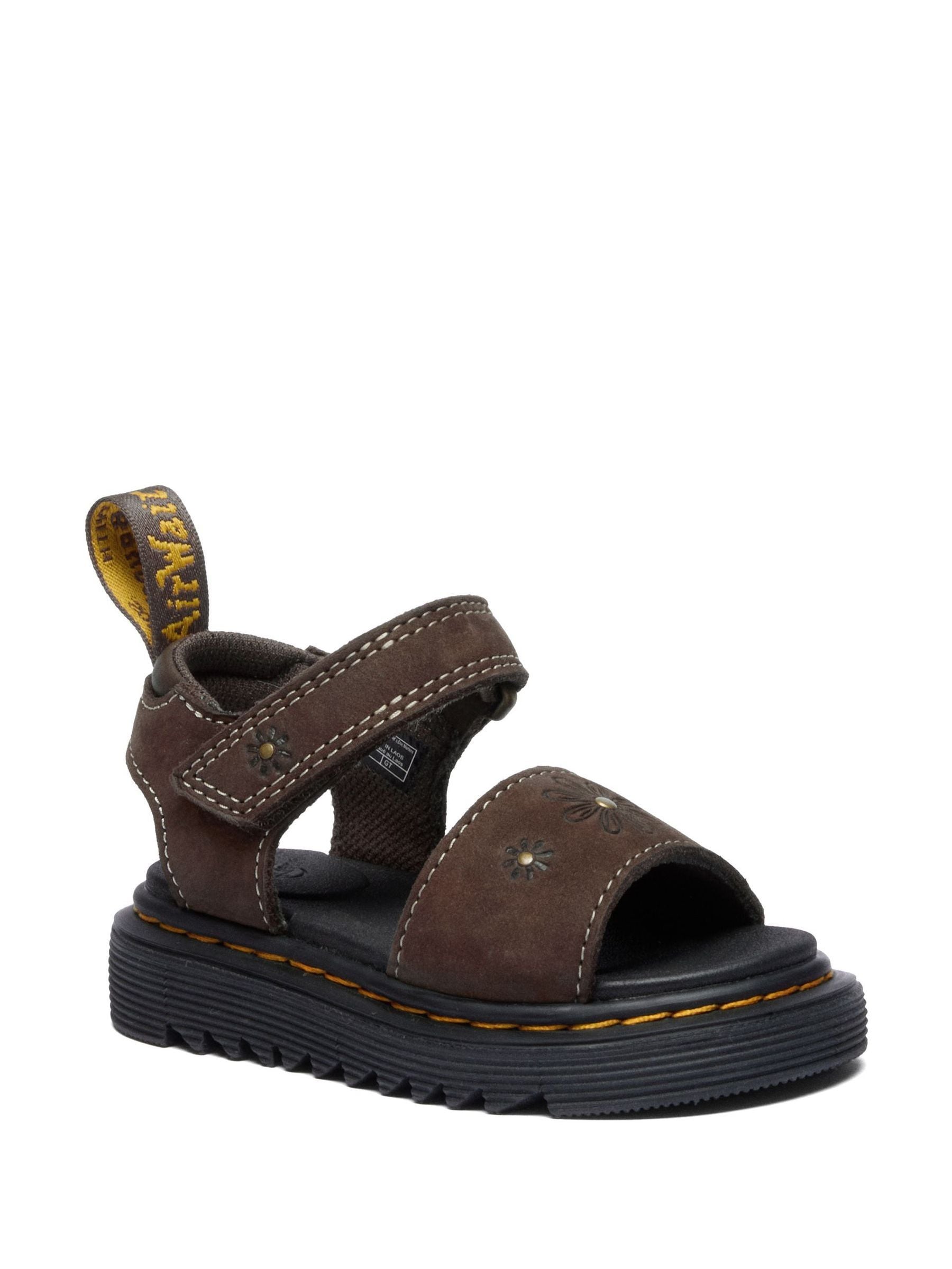 Dr. Martens Brown Marlowe Flower Tumbled Nubuck Sandals image 1