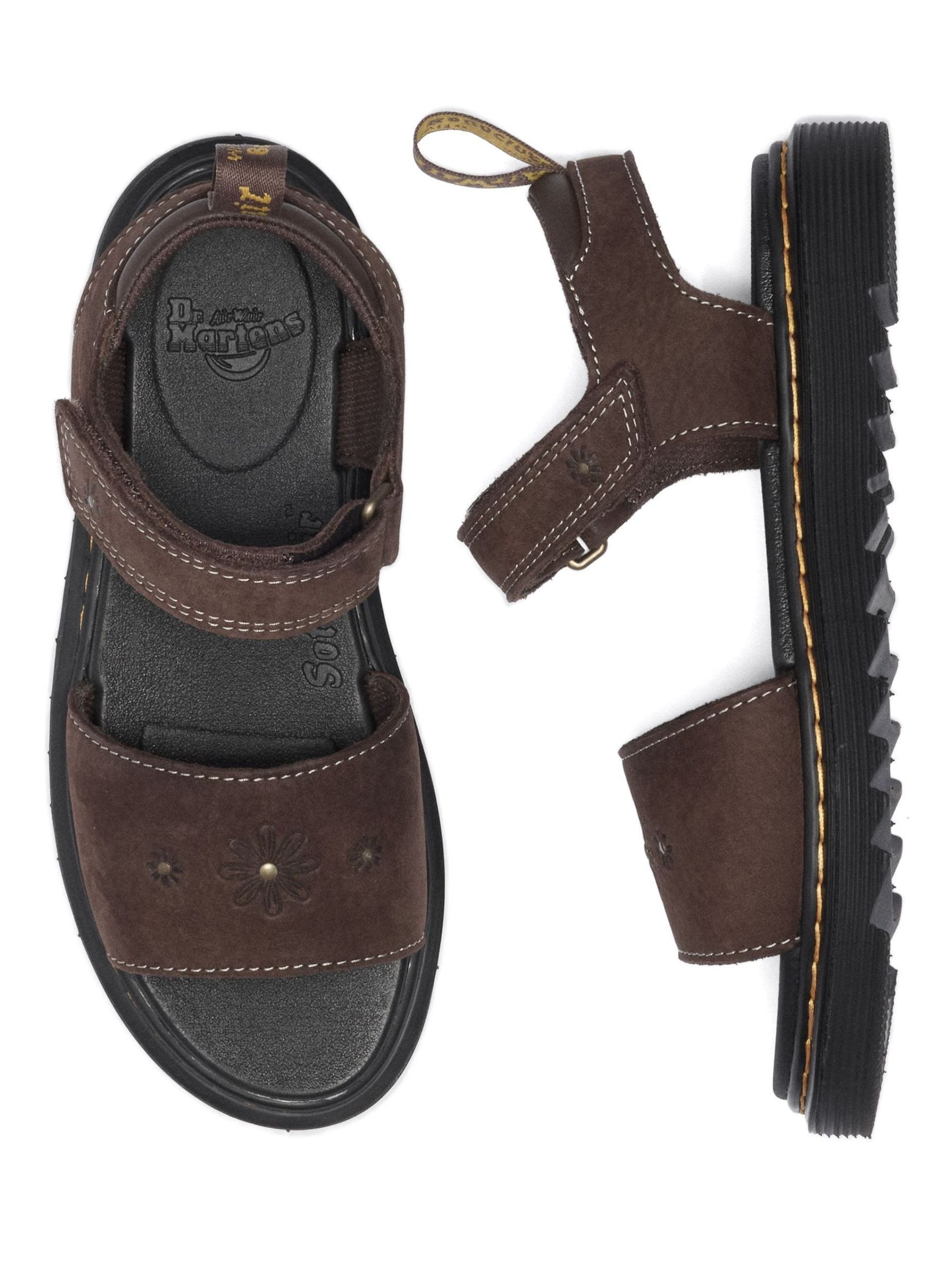 Dr. Martens Brown Marlowe Flower Tumbled Nubuck Sandals image 4