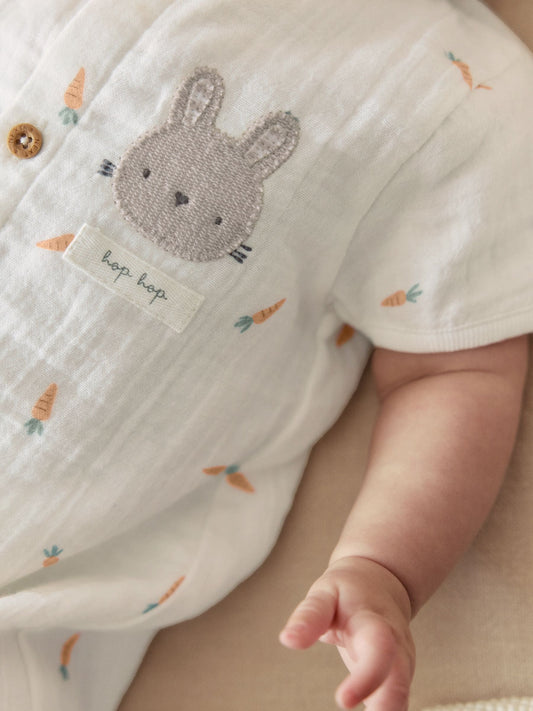 White Bunny Baby Woven Romper (0mths-3yrs) image 3