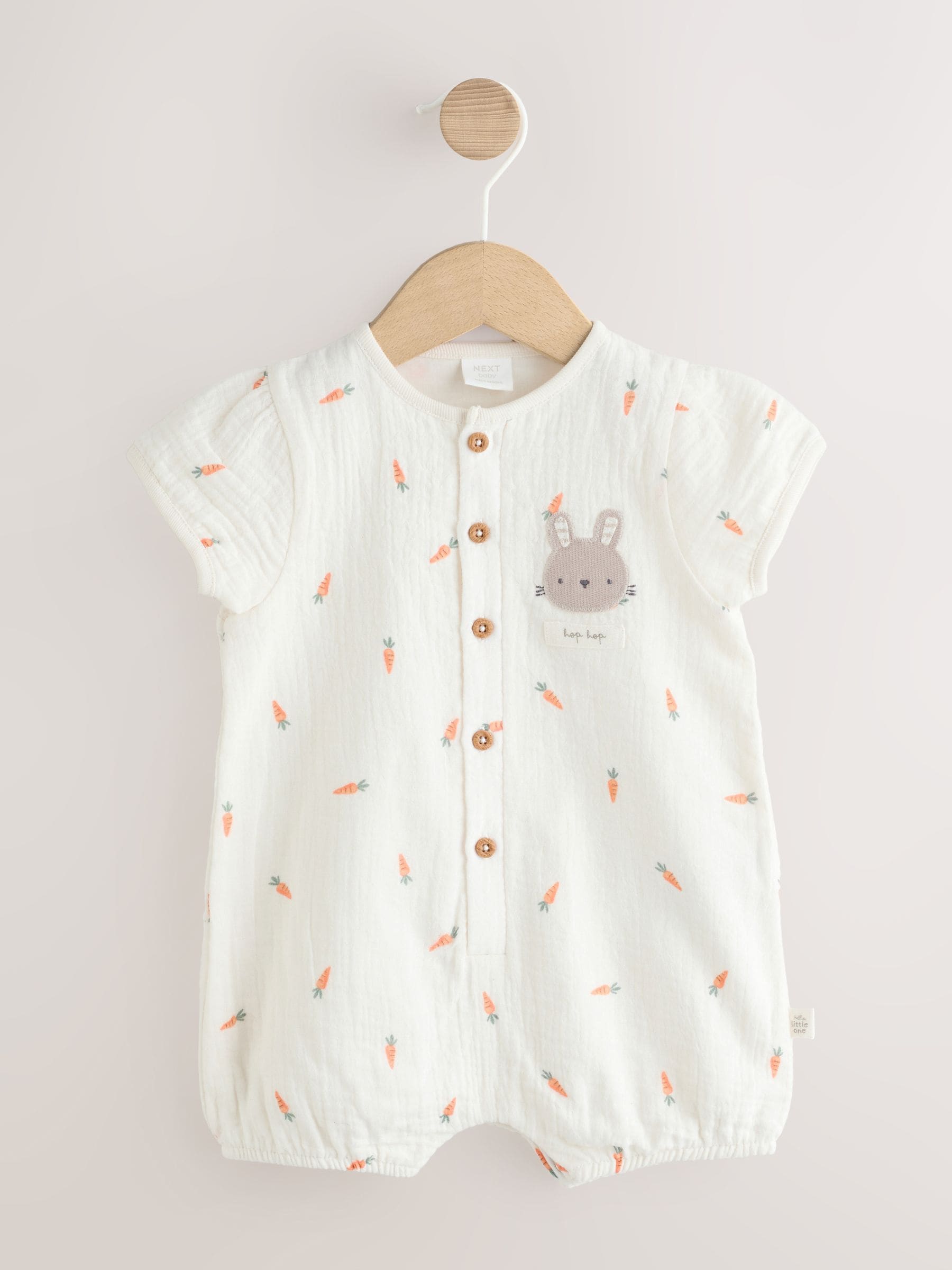 White Bunny Baby Woven Romper (0mths-3yrs) image 4