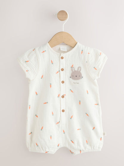 White Bunny Baby Woven Romper (0mths-3yrs) image 4