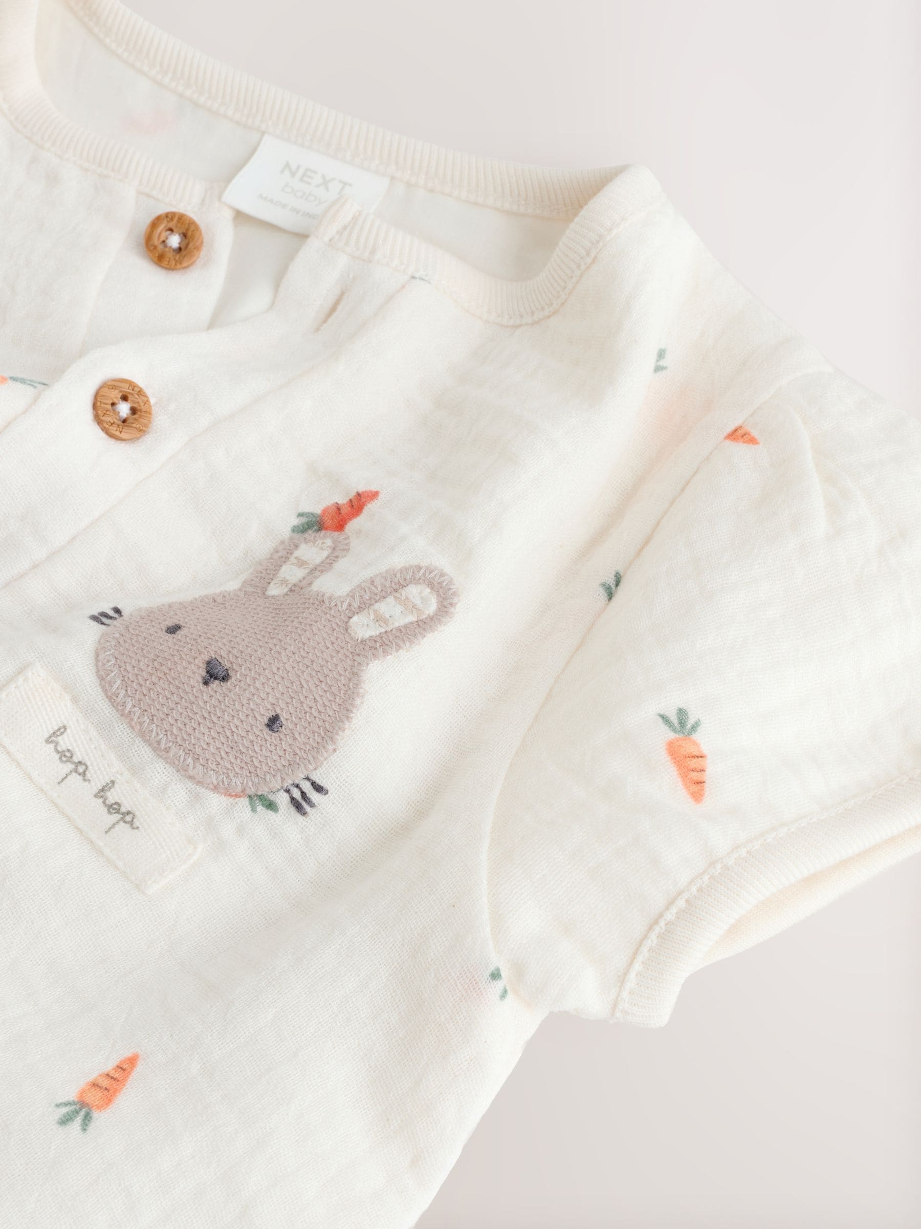 White Bunny Baby Woven Romper (0mths-3yrs) image 8