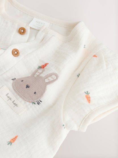 White Bunny Baby Woven Romper (0mths-3yrs) image 8
