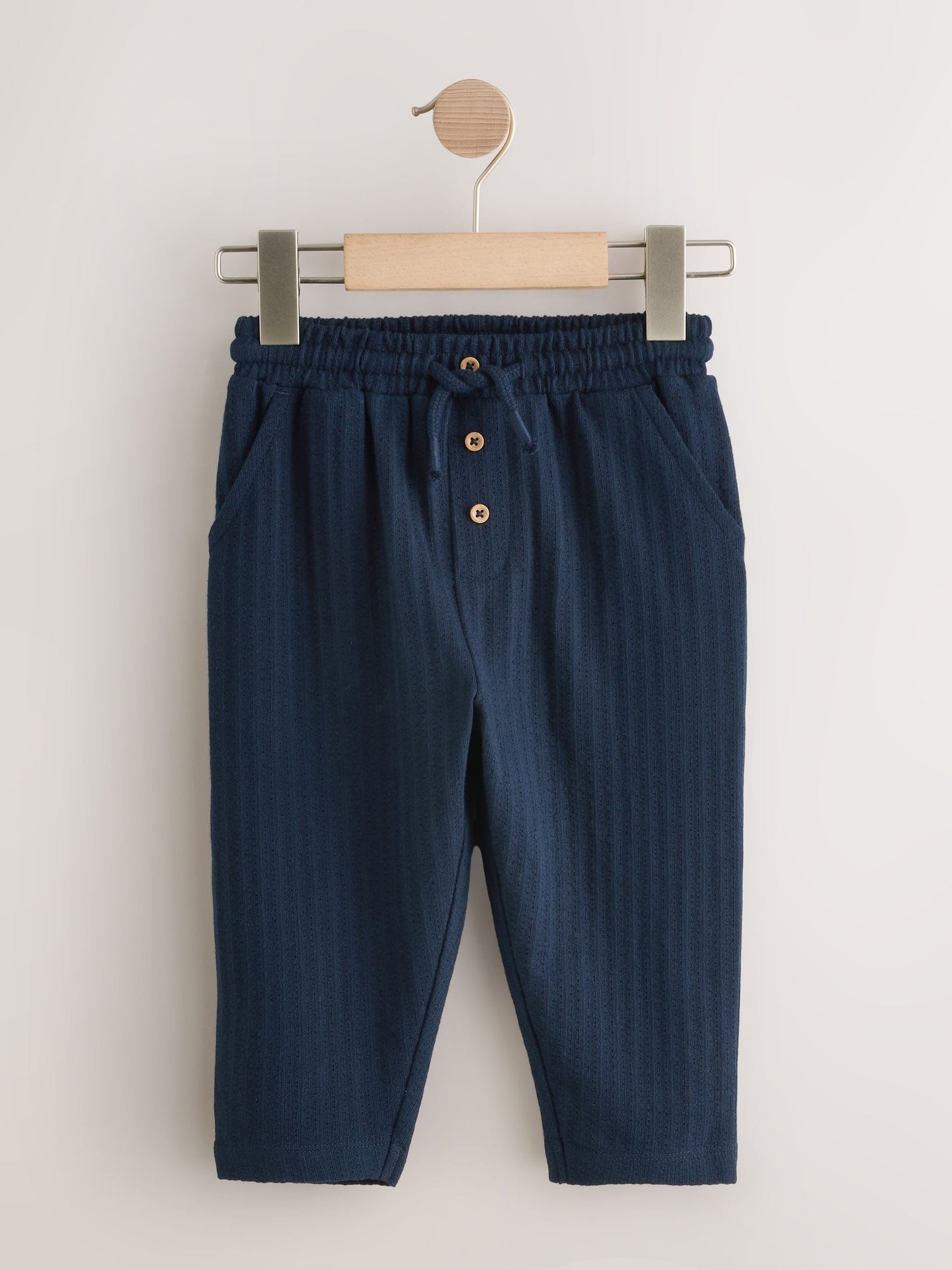 Navy Blue Textured Jersey Joggers (3mths-7yrs) image 1