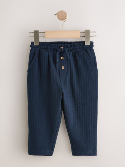Navy Blue Textured Jersey Joggers (3mths-7yrs) image 1