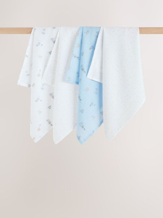 Blue Baby Muslin Cloths 4 Pack image 1