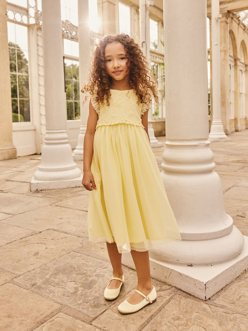 Buttermilk Yellow Mesh Flower Girl Dress (3-16yrs) image 1