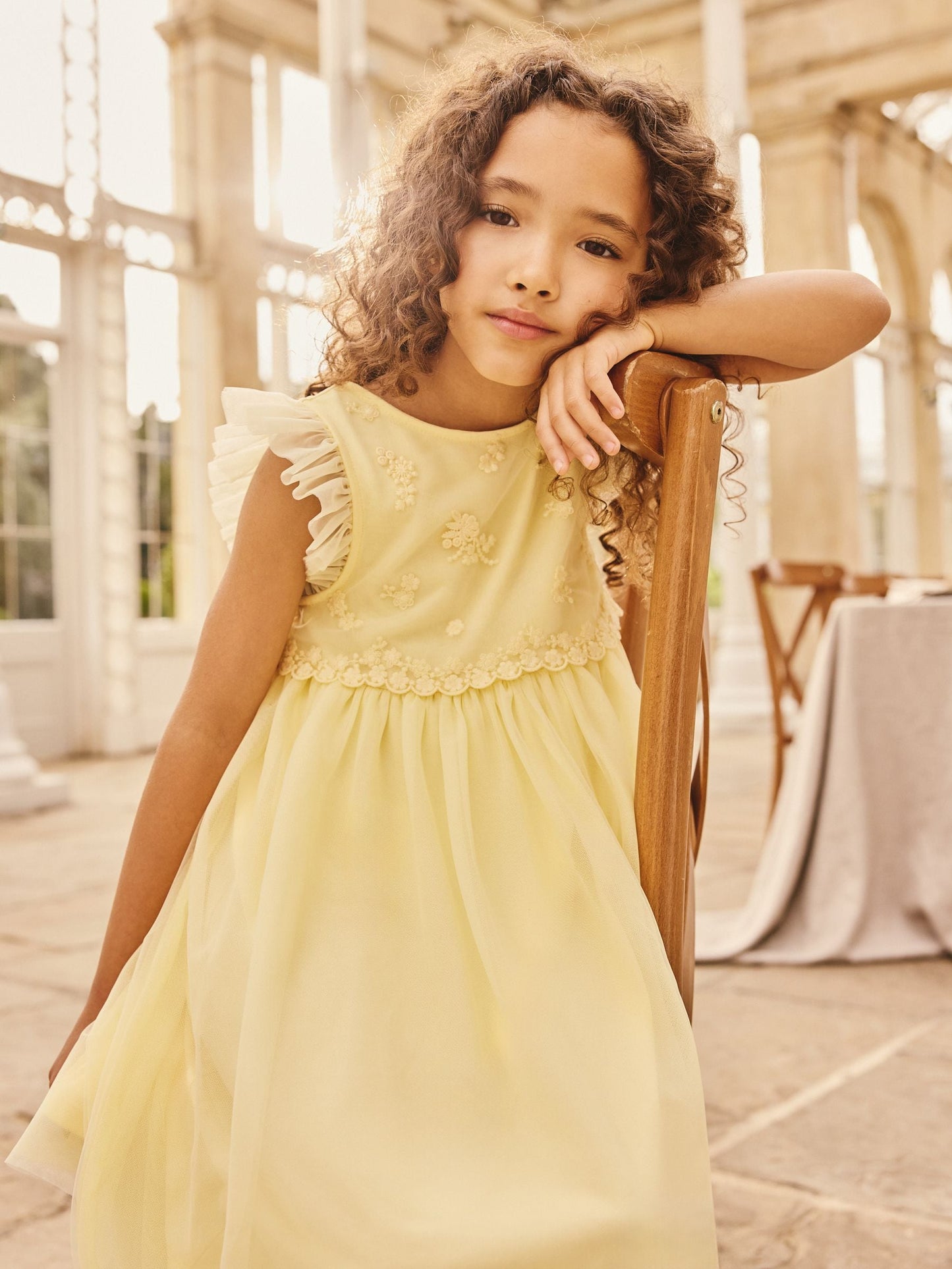 Buttermilk Yellow Mesh Flower Girl Dress (3-16yrs) image 3