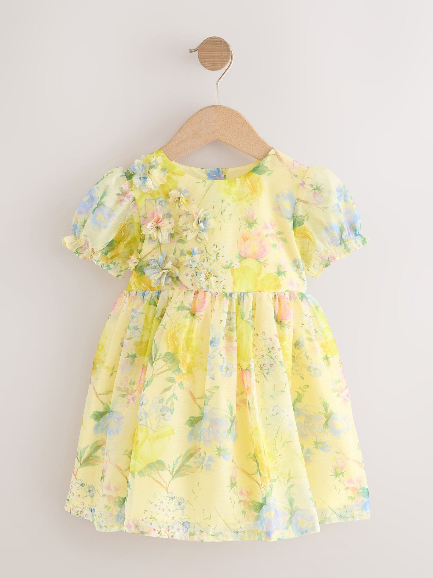 Yellow Floral Print Flower Corsage Dress (3mths-8yrs) image 4