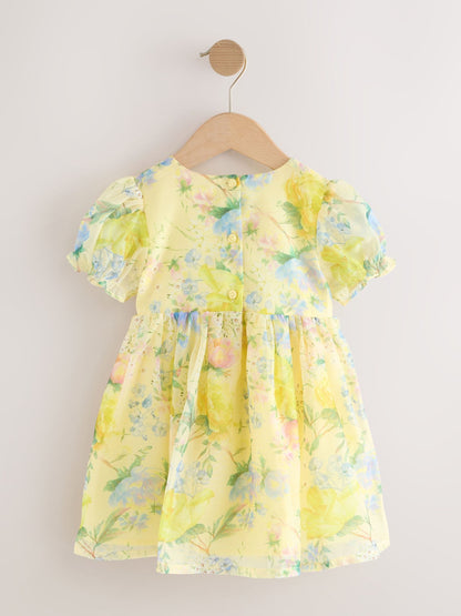 Yellow Floral Print Flower Corsage Dress (3mths-8yrs) image 5
