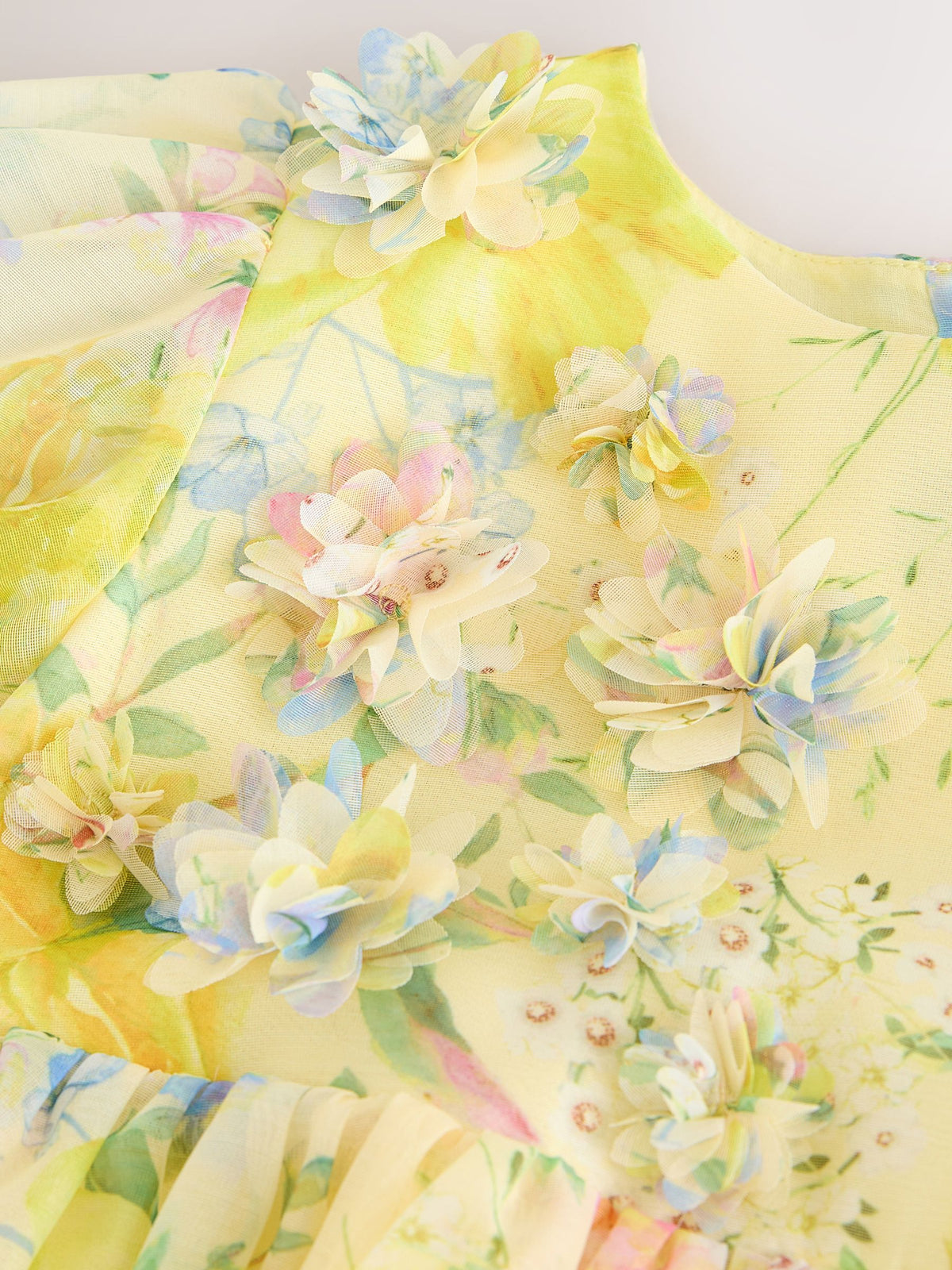 Dsiney Kidz - Yellow Floral Print Flower Corsage Dress (3mths-8yrs) image 7