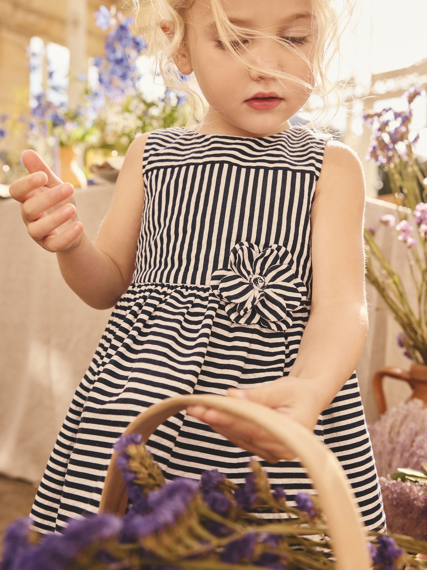 Navy Stripe Corsage Prom Dress (3mths-8yrs) image 2